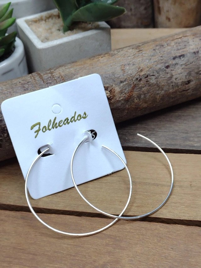 Argola Fina Média Folheada Prata 10