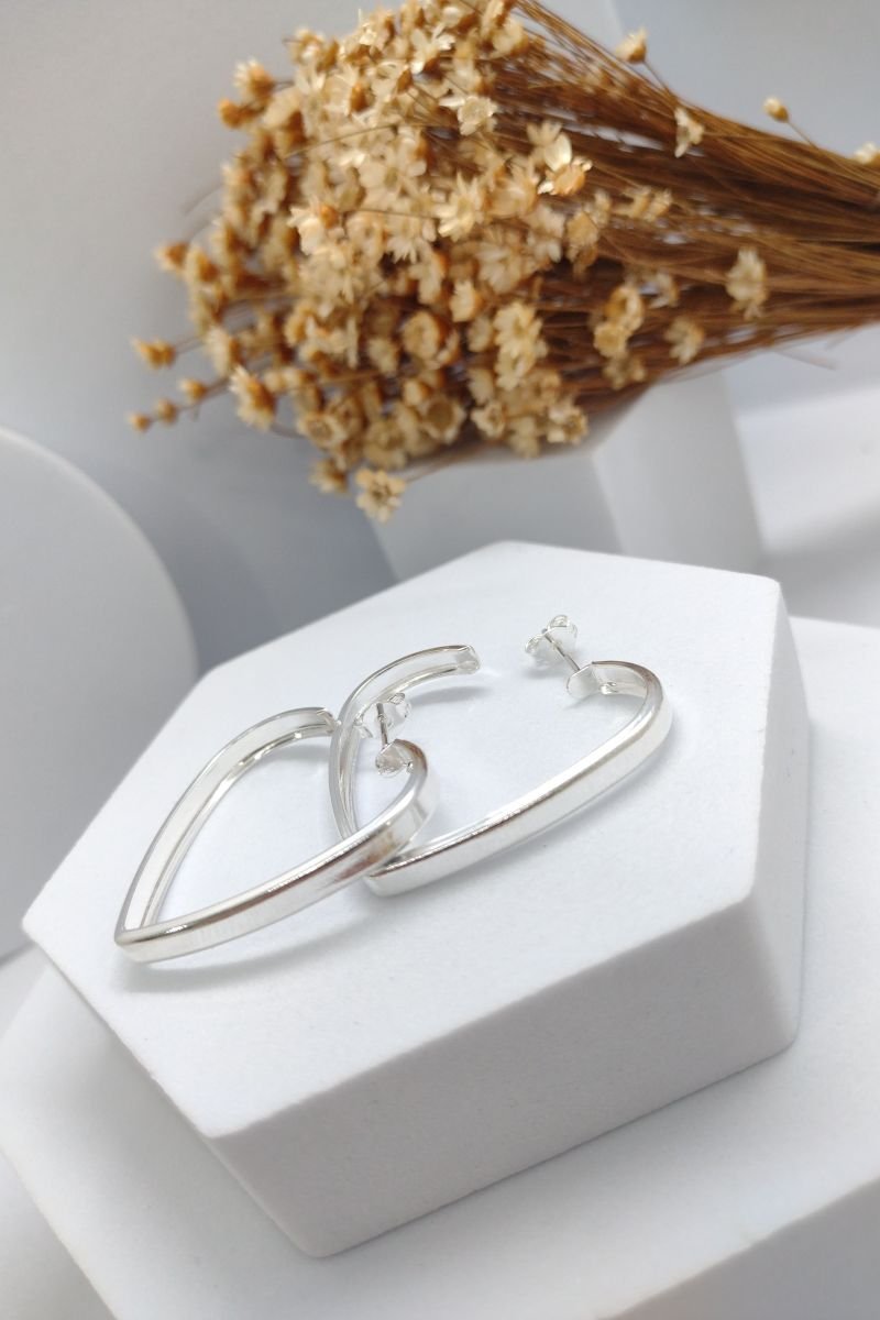 Argola Folheada a Prata Coração 1648