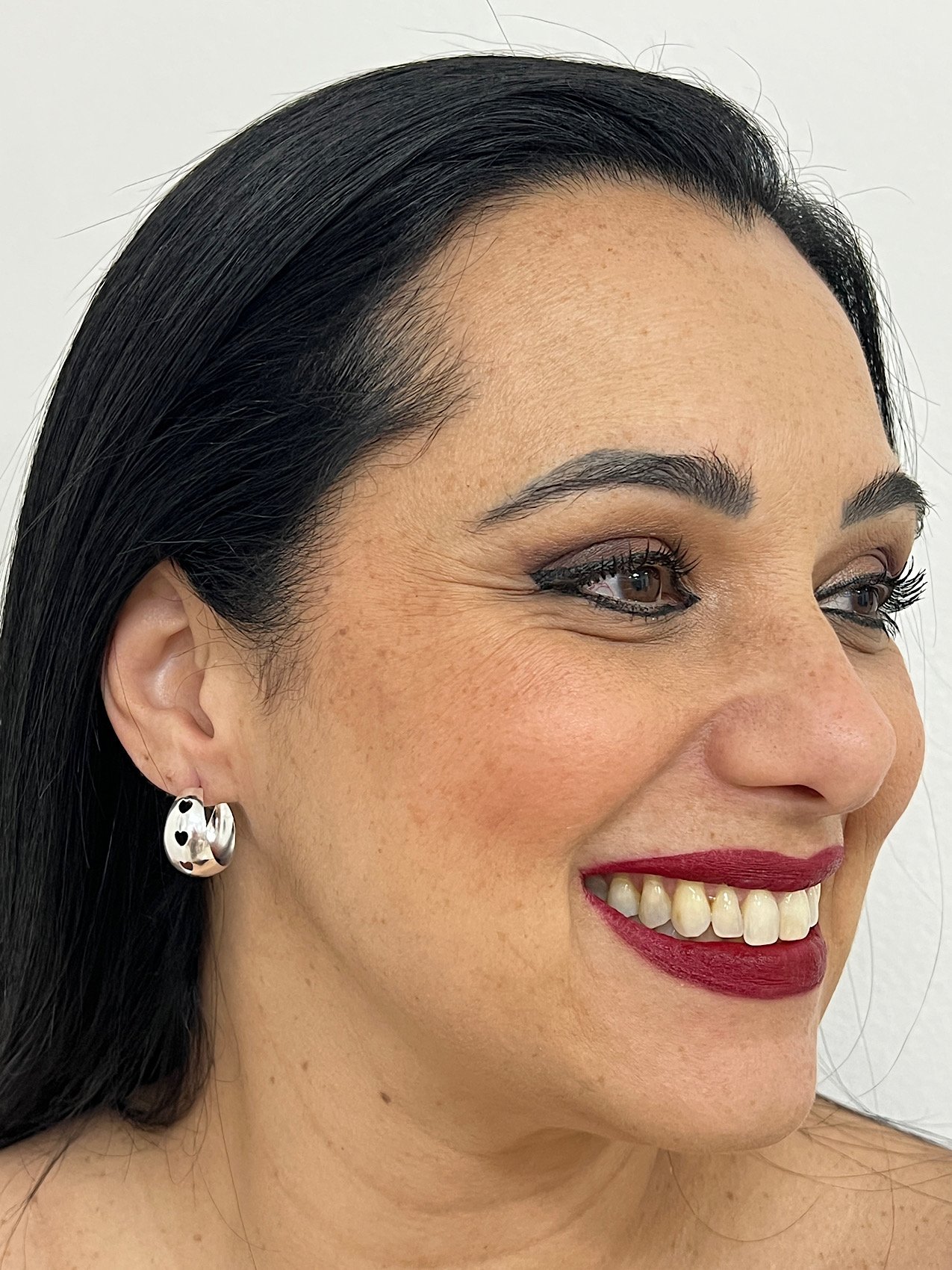 Argola Folheada a Prata Coração Vazado 1632