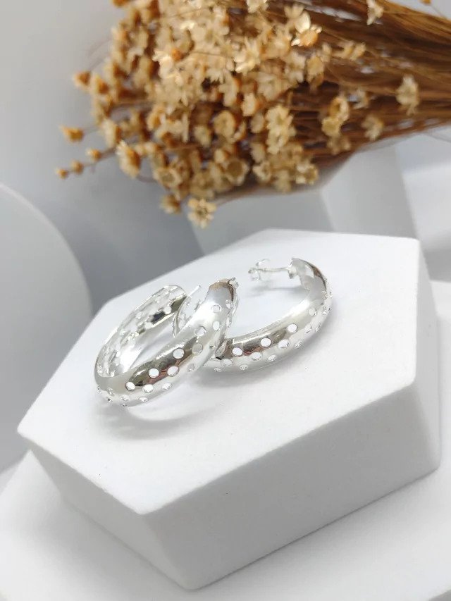 Argola Folheada a Prata M 1668