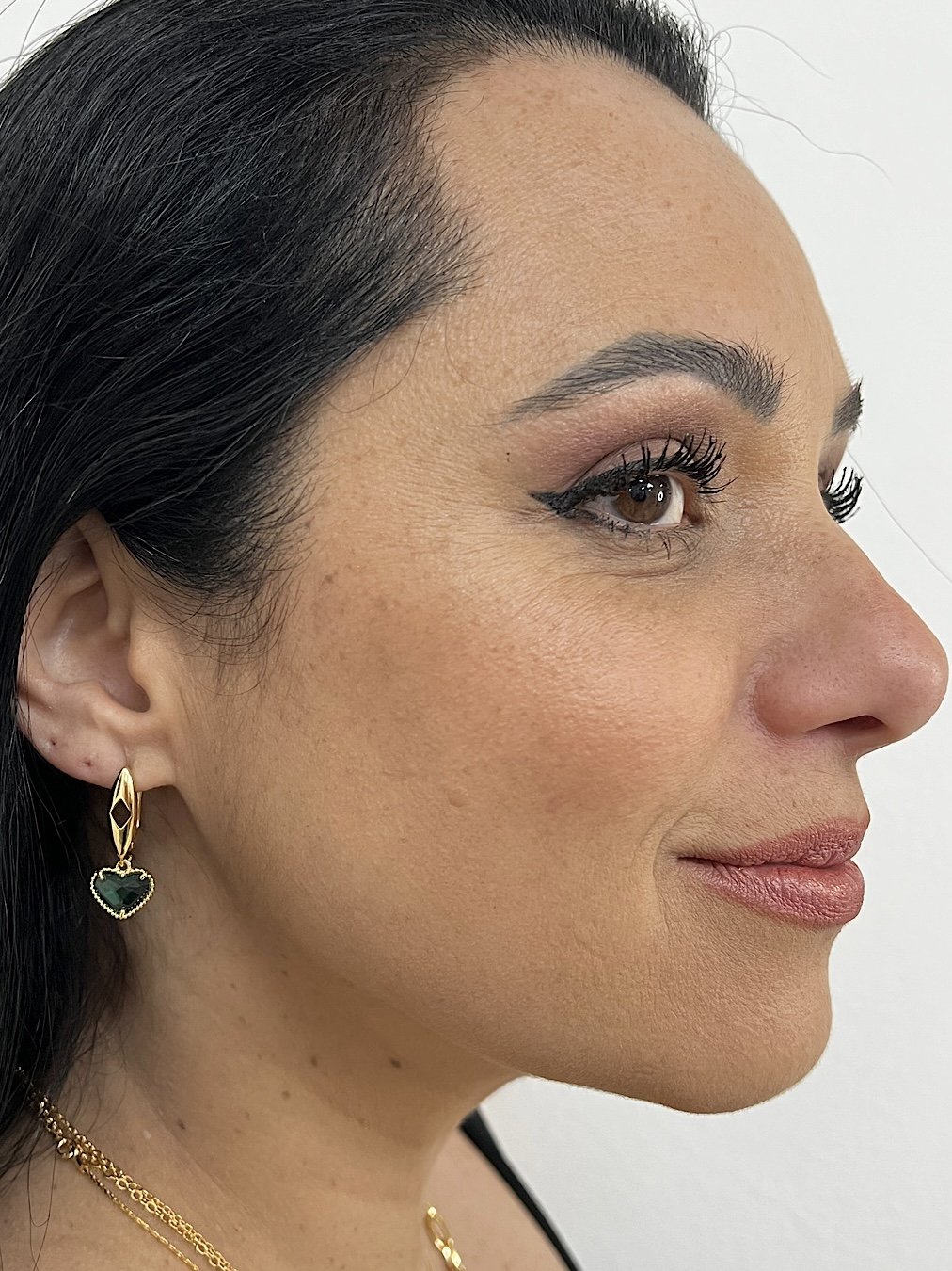 Argolinha Folheado a Ouro Click Coração Esmeralda 197