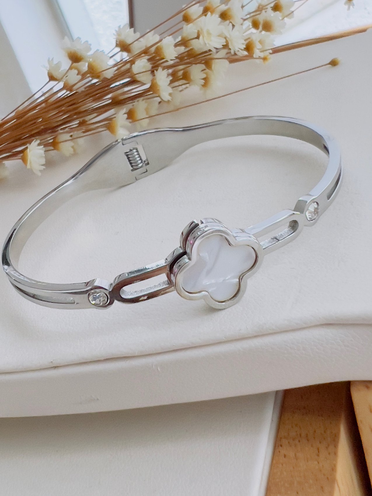 Bracelete Aço inoxidável Virginia Prata Perolado 6488