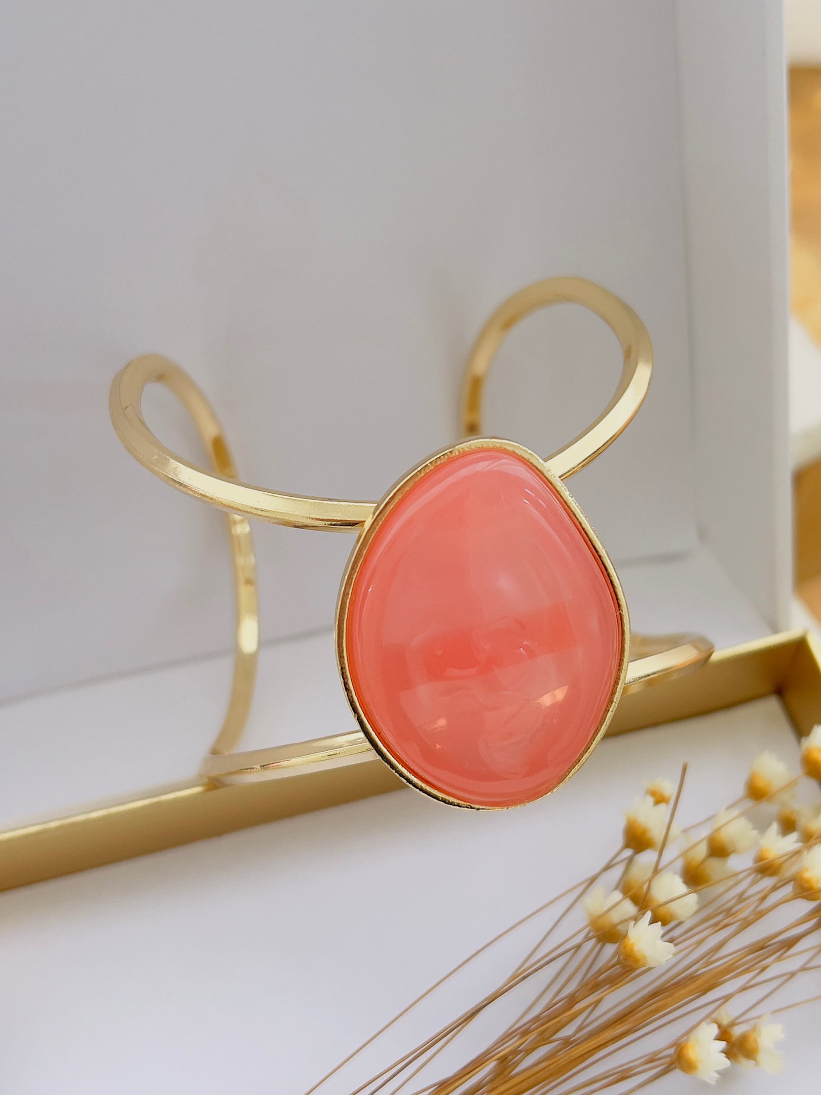 Bracelete Bijuteria Dourado Rosa 4118