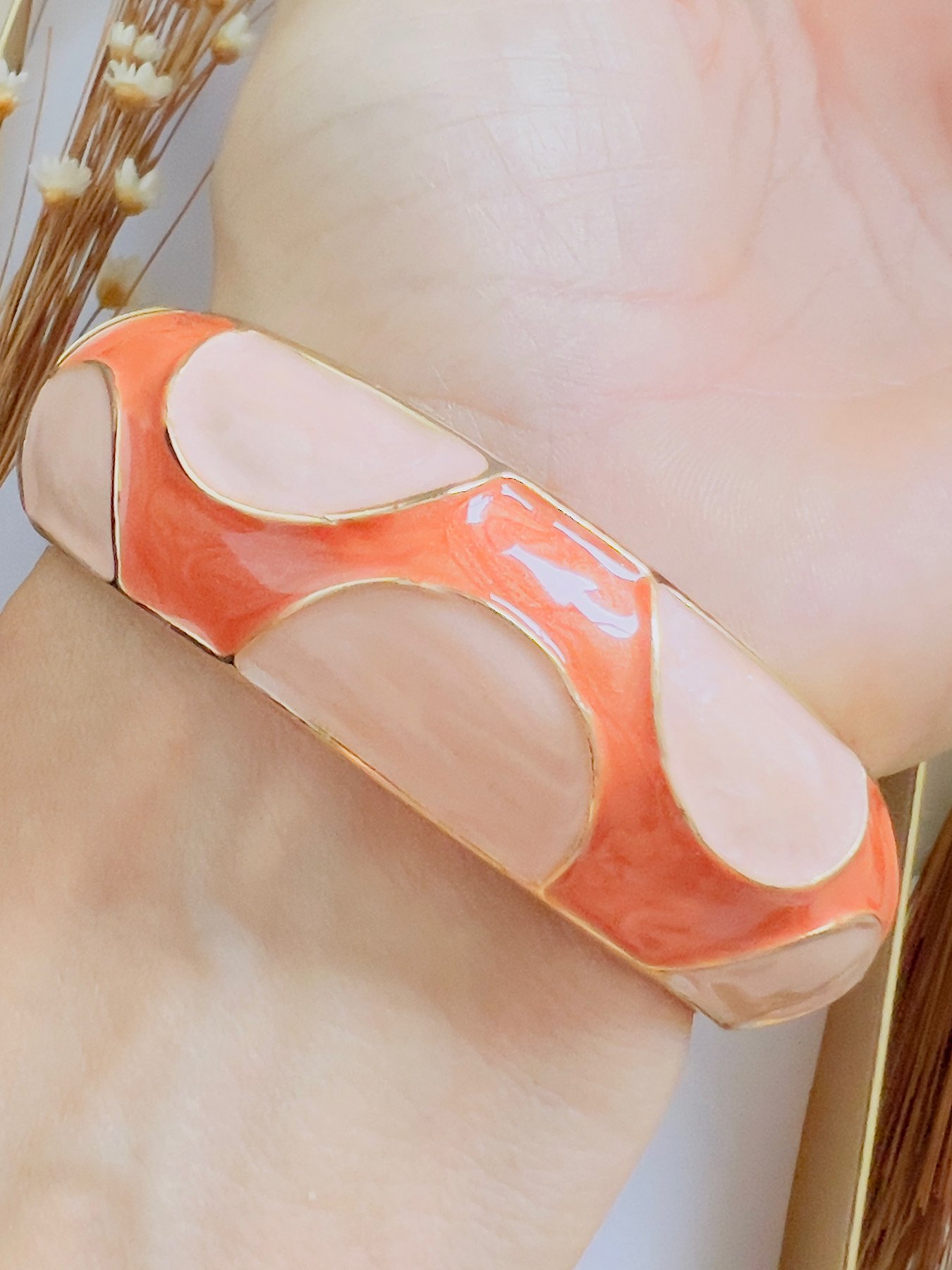 Bracelete Bijuteria Dourado Terra Cota Perolado 7878