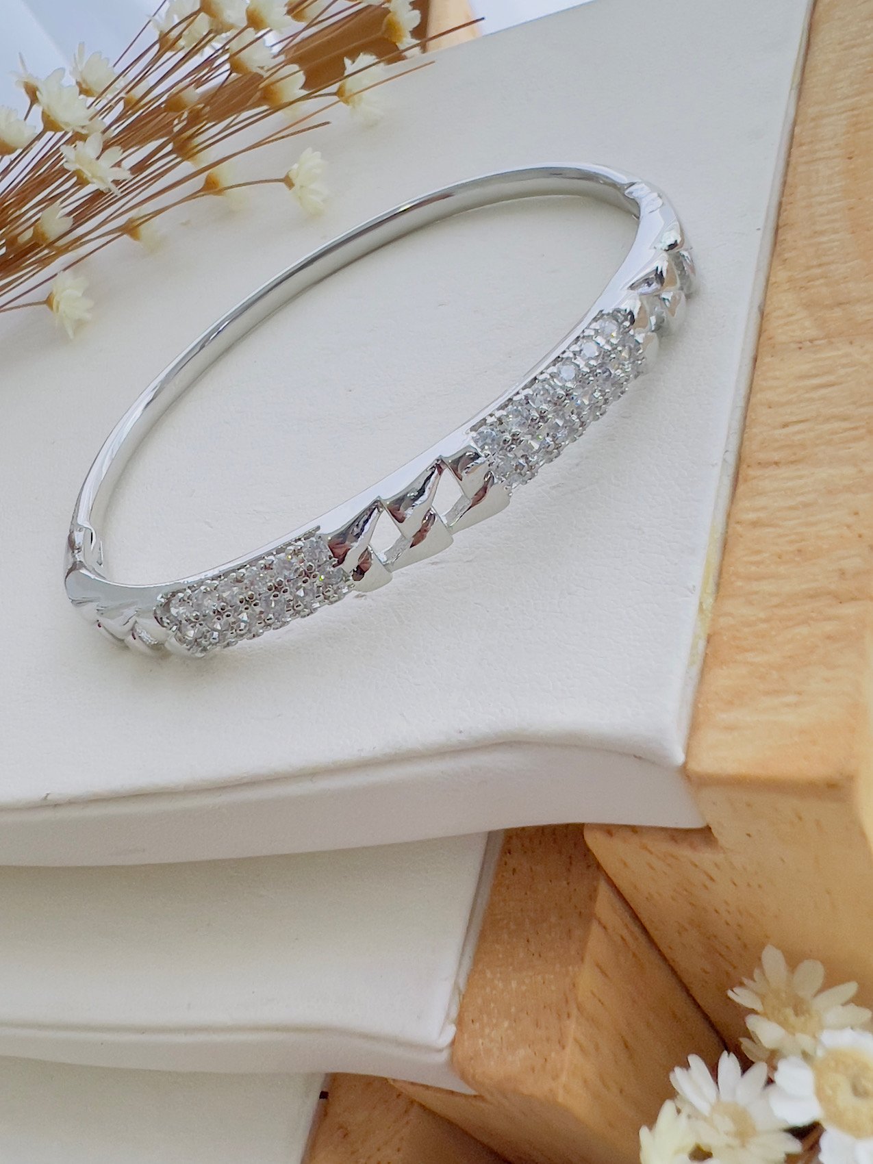 Bracelete Bijuteria Prata Cravejado 7181