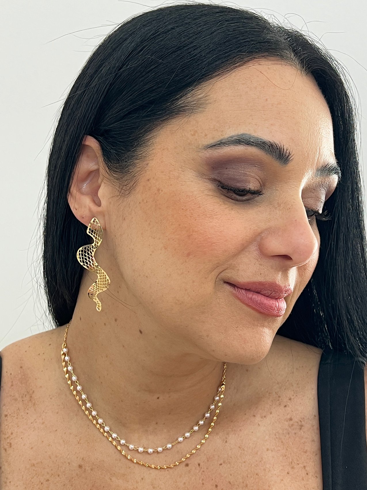 Choker Dupla Folheado a Ouro Perola 8636