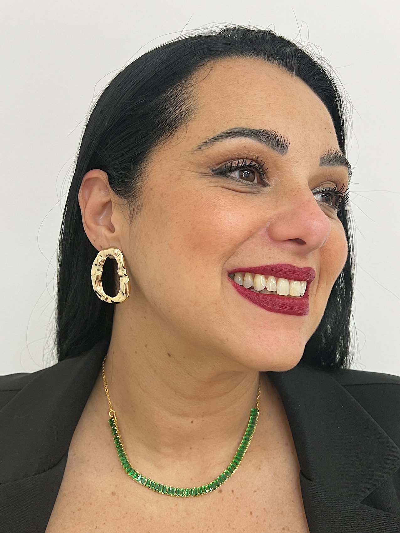 Choker Folheado a Ouro Navete Zircônia Esmeralda 4870