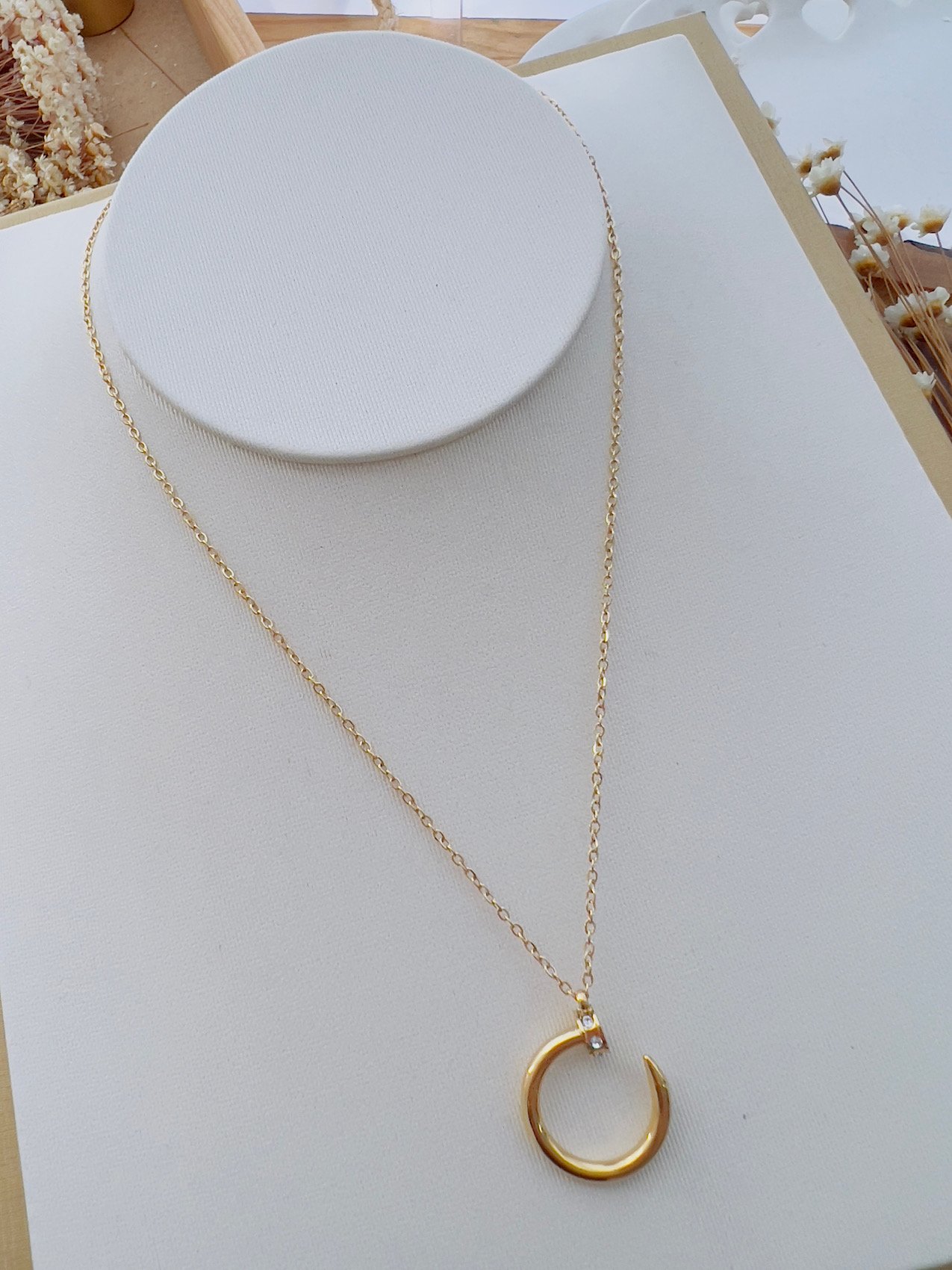 Colar Aço Inoxidável Dourado Prego 8806