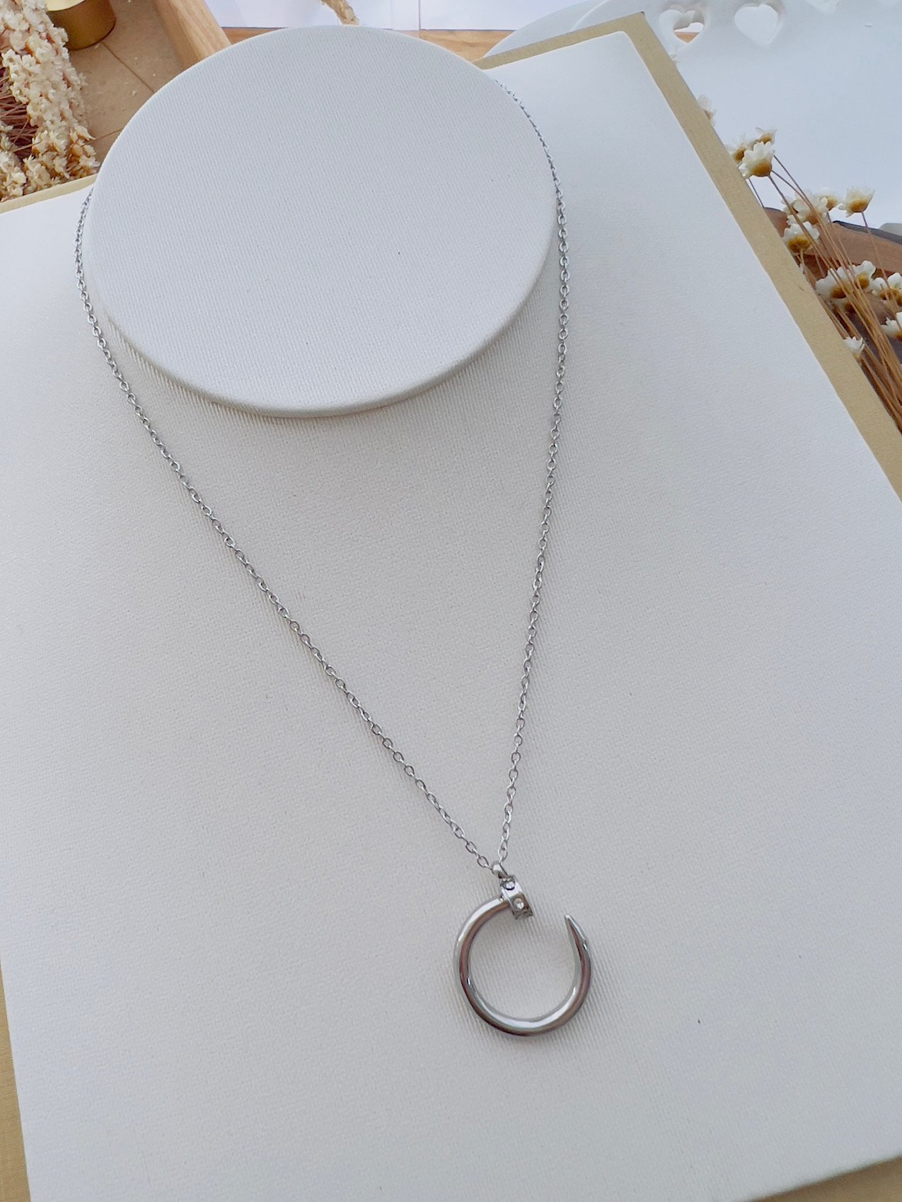 Colar Aço Inoxidável Prata Prego 8805
