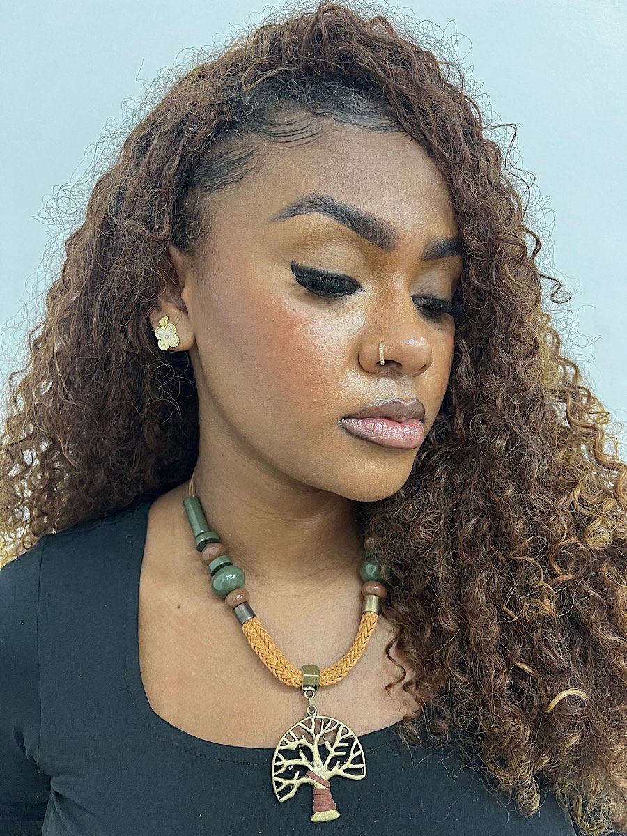Colar Boho Bijuteria Arvore da Vida Verde 6414