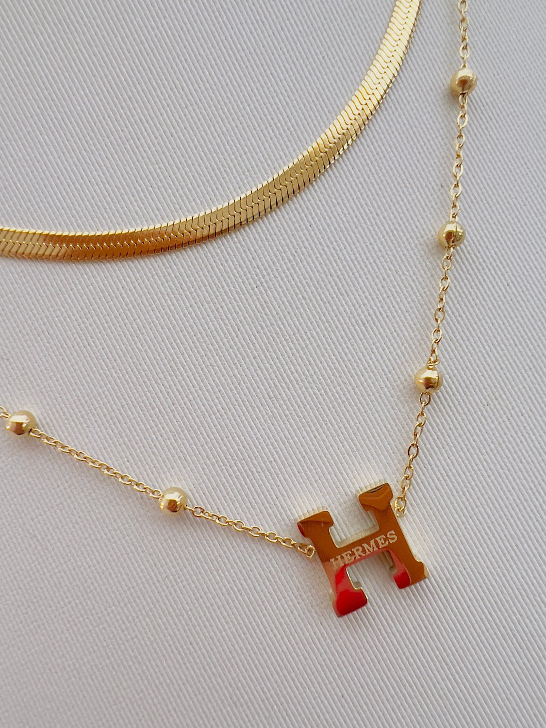 Colar Duplo Aço Inoxidável Dourado Inspiração 8838