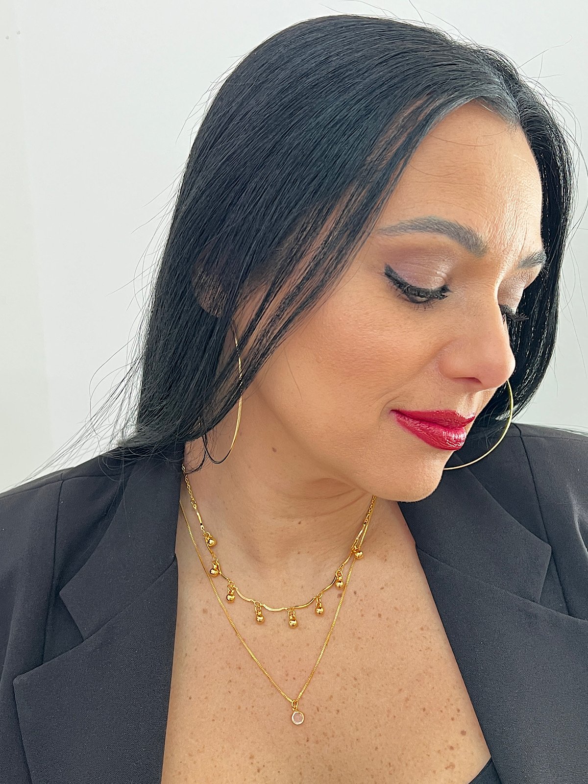 Colar Duplo Folheado a Ouro Bolinhas 8495