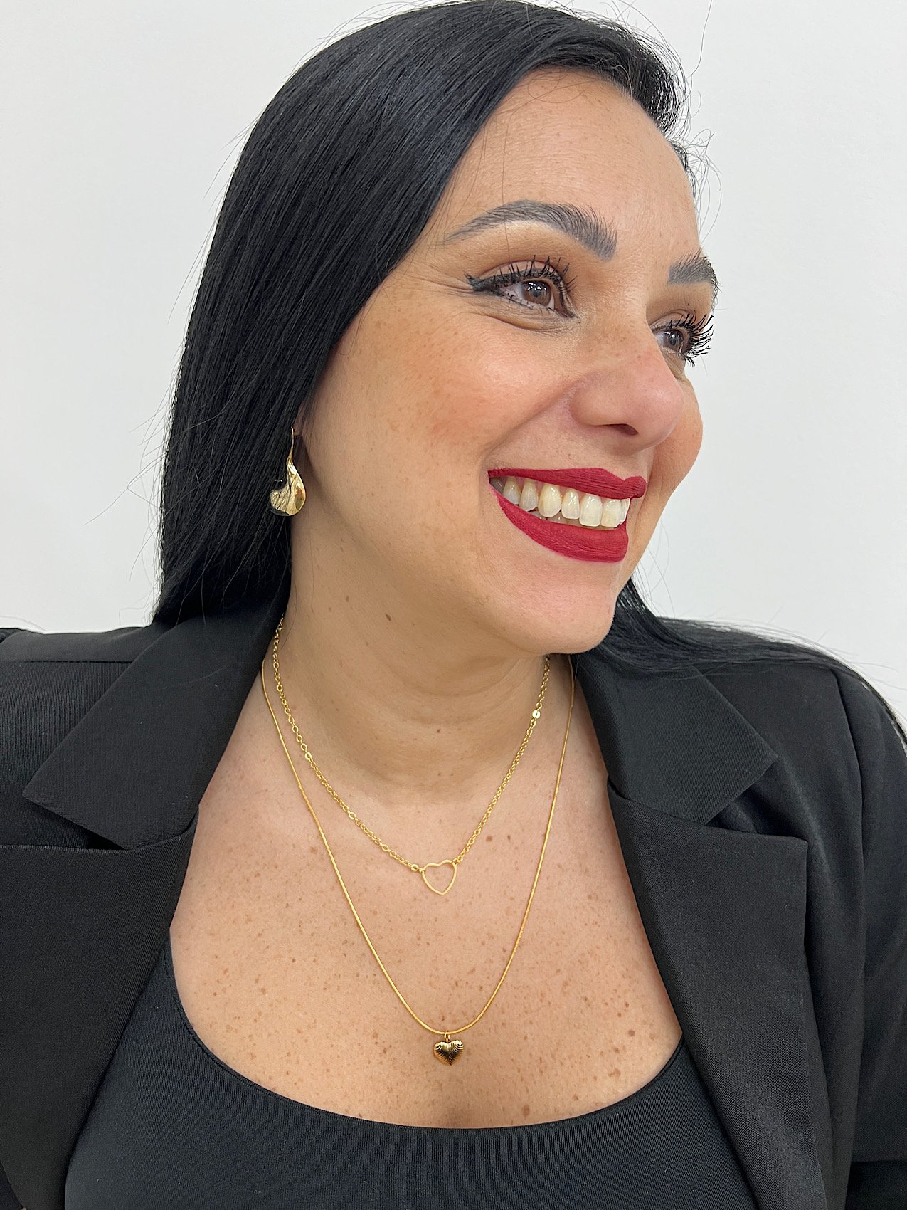 Colar Duplo Folheado a Ouro Coração 7455