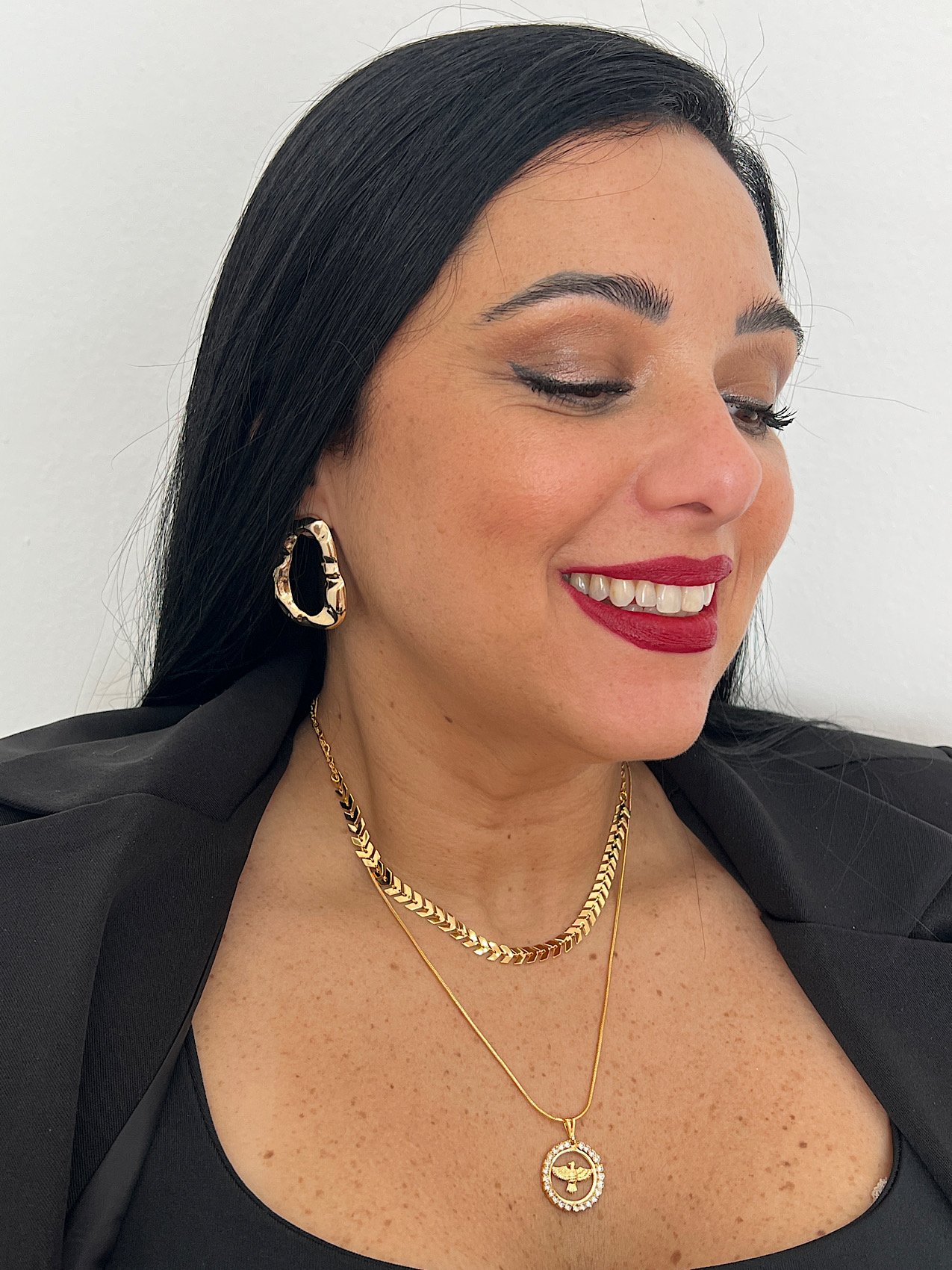 Colar Duplo Folheado a Ouro Escama Espirito Santo 3617