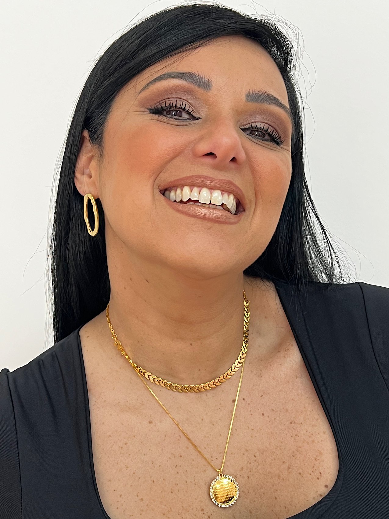 Colar Duplo Folheado a Ouro Escama Medalha 4987