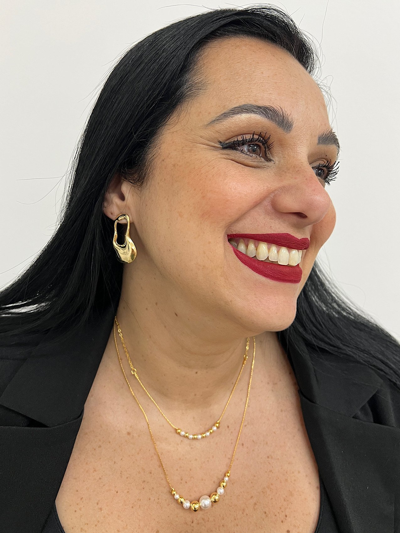 Colar Duplo Folheado a Ouro Esfera Perola 7452