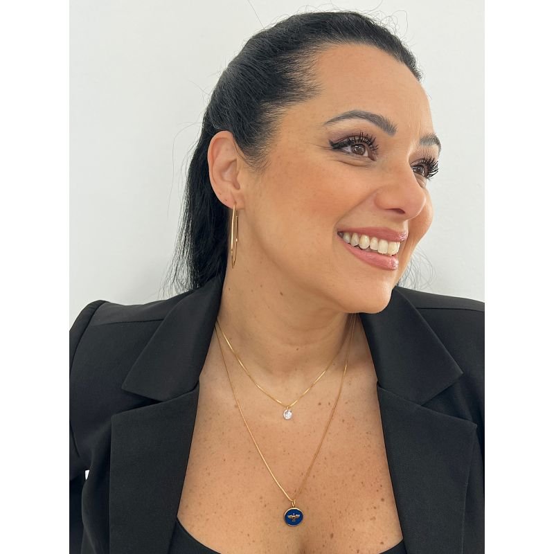 Colar Duplo Folheado a Ouro Espirito Santo Zircônia 3616