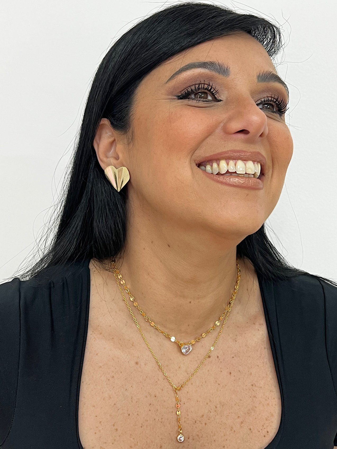 Colar Duplo Folheado a Ouro Medalhinhas Coração Zircônia 4982