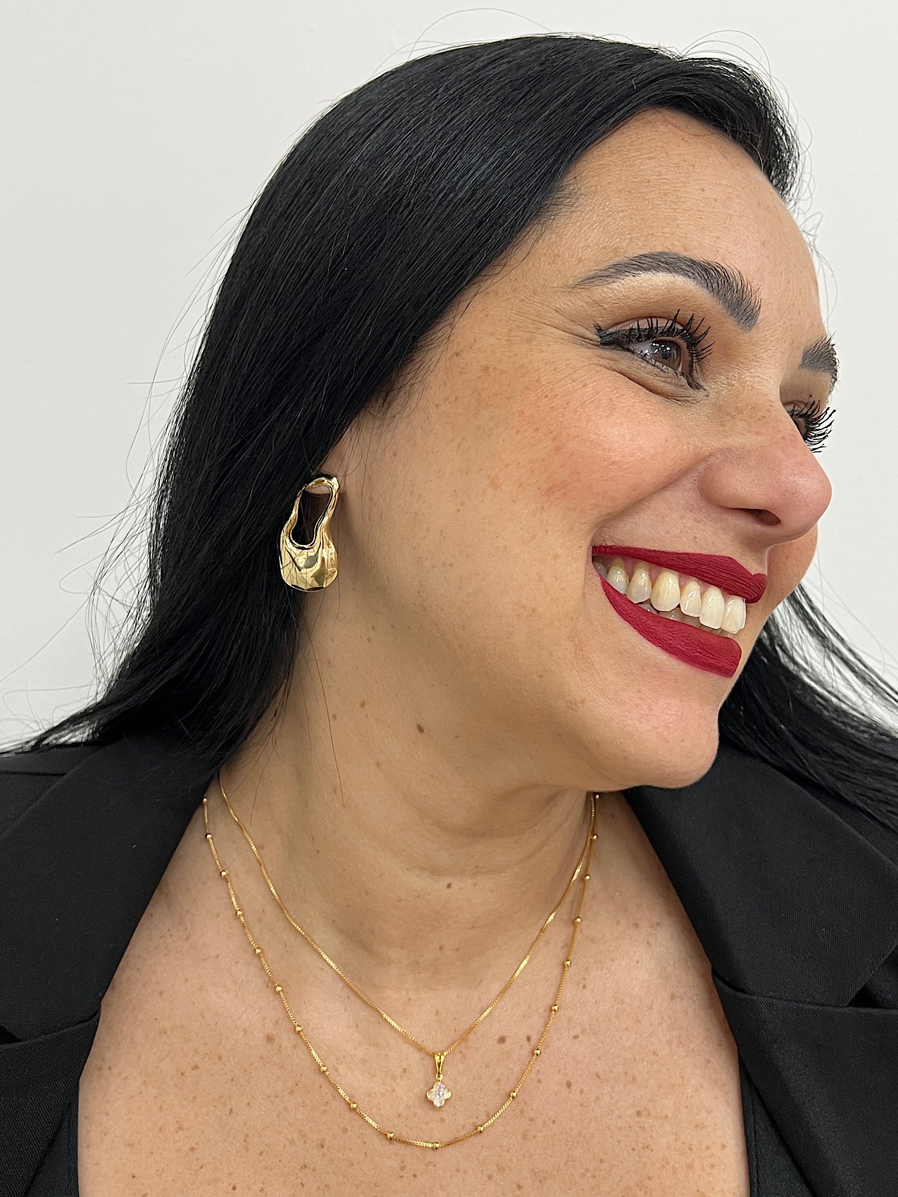 Colar Duplo Folheado a Ouro Virginia Zircônia Bolinhas 7613