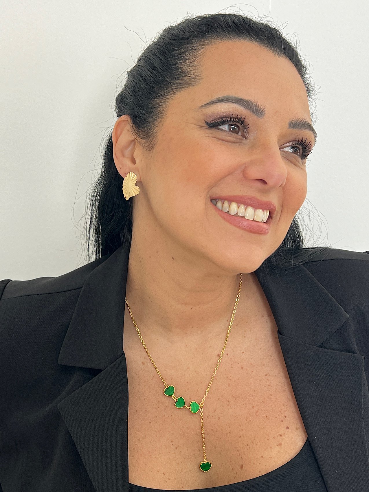 Colar Folheado a Ouro Coração Verde 7378