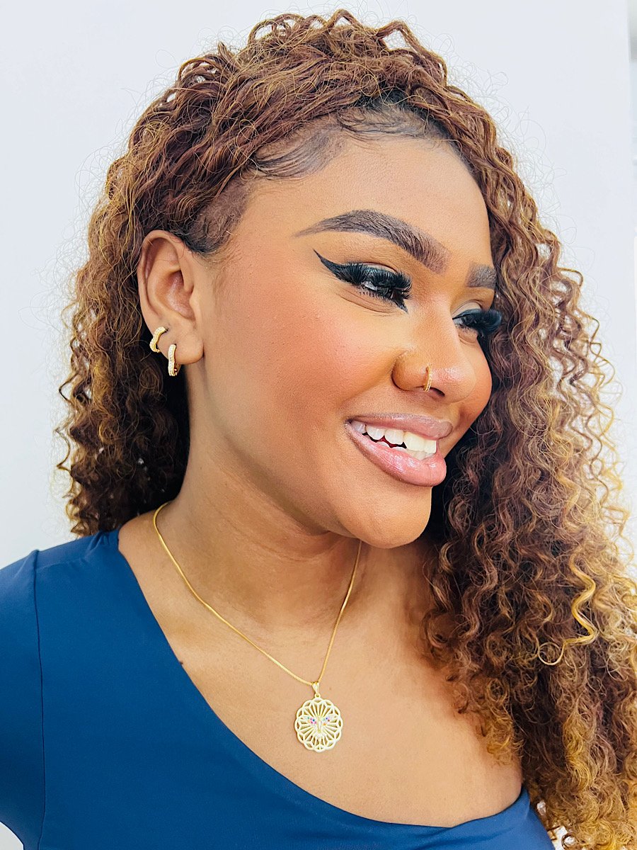 Colar Folheado a Ouro Religioso Colorido 5170