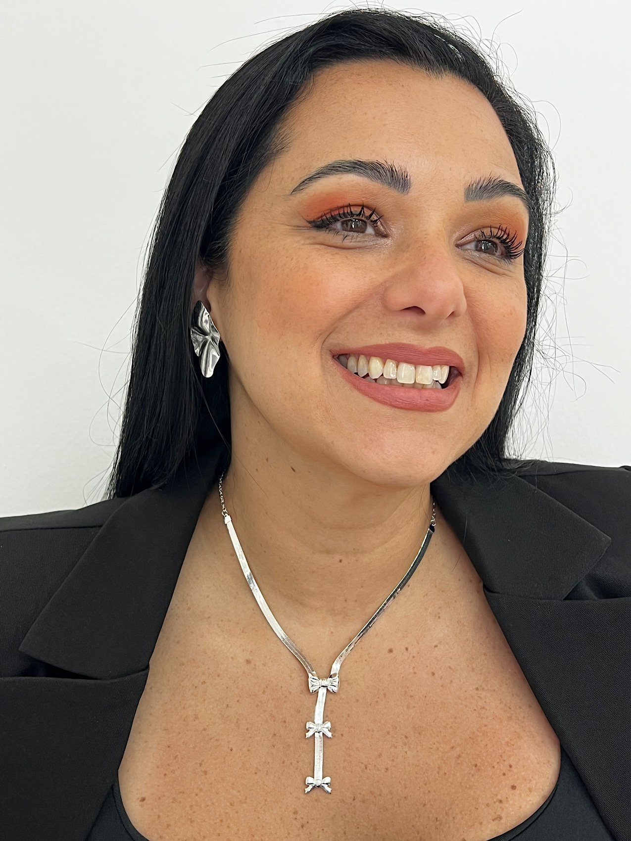Colar Folheado a Prata Malha Fita Laço 6468