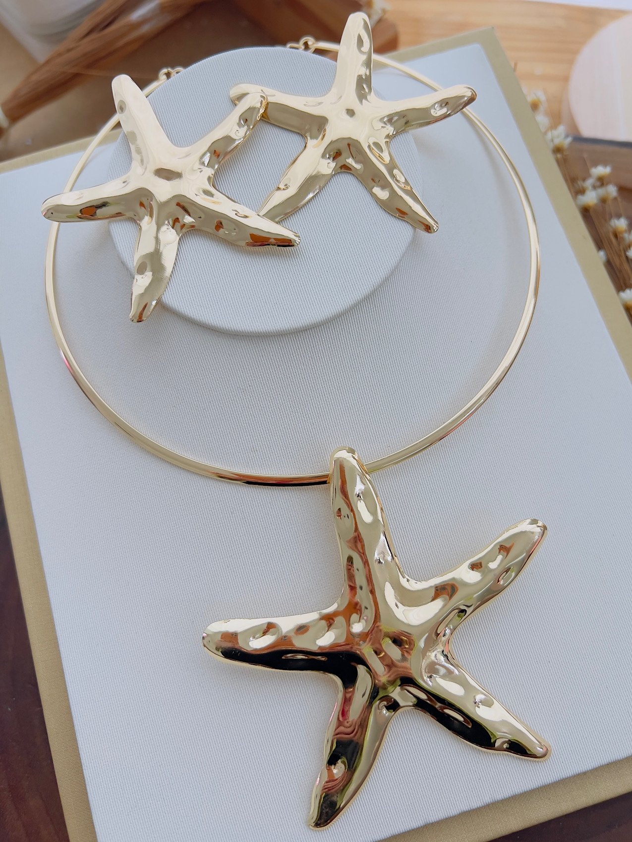 Conjunto Bijuteria Aro Dourado Estrela Do Mar 9085
