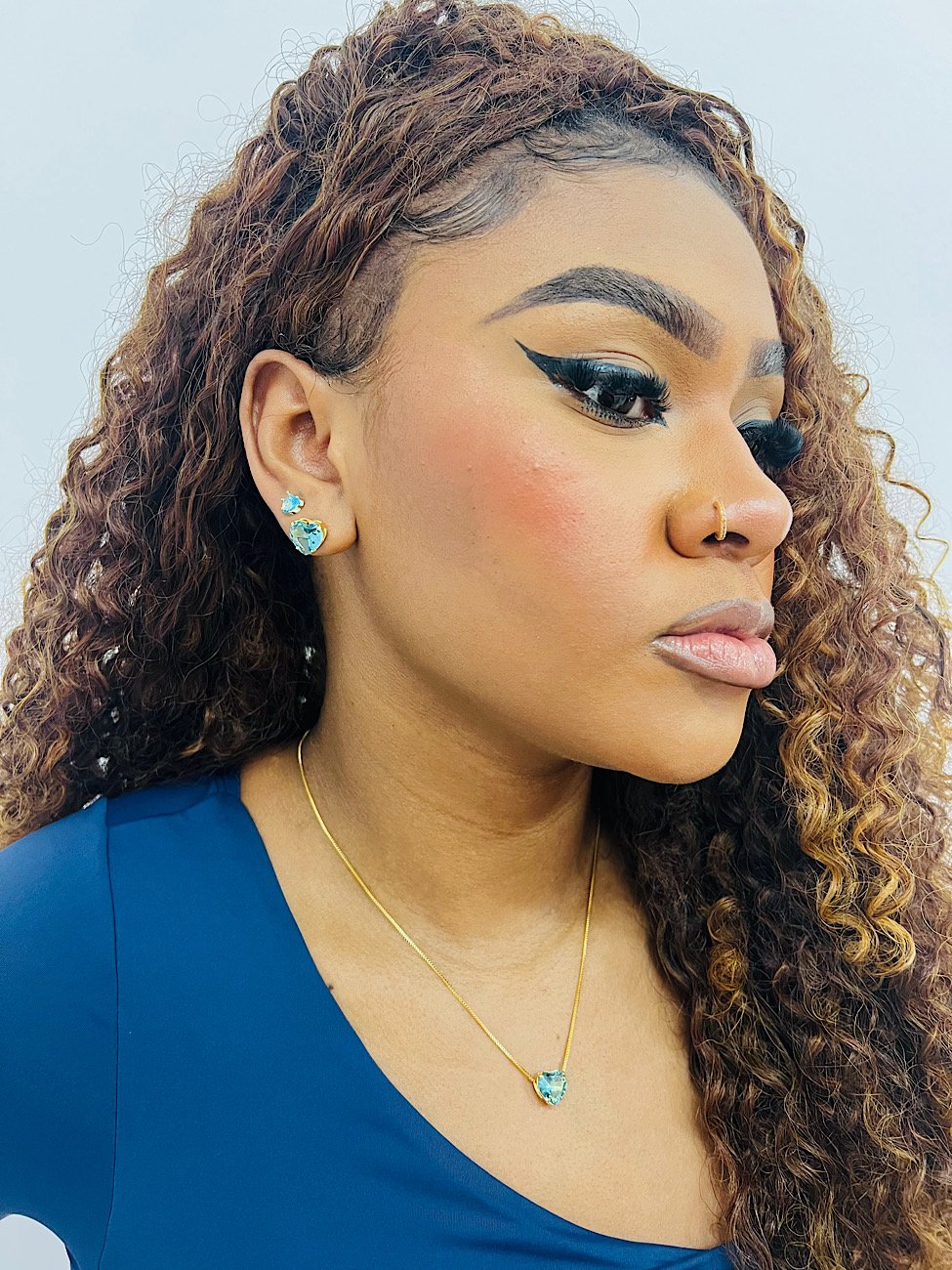 Conjunto Folheado a Ouro Coração Oceano 5168