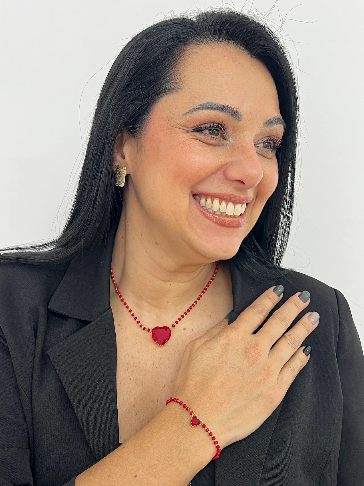 Conjunto Folheado a Ouro Coração Ruby 2197
