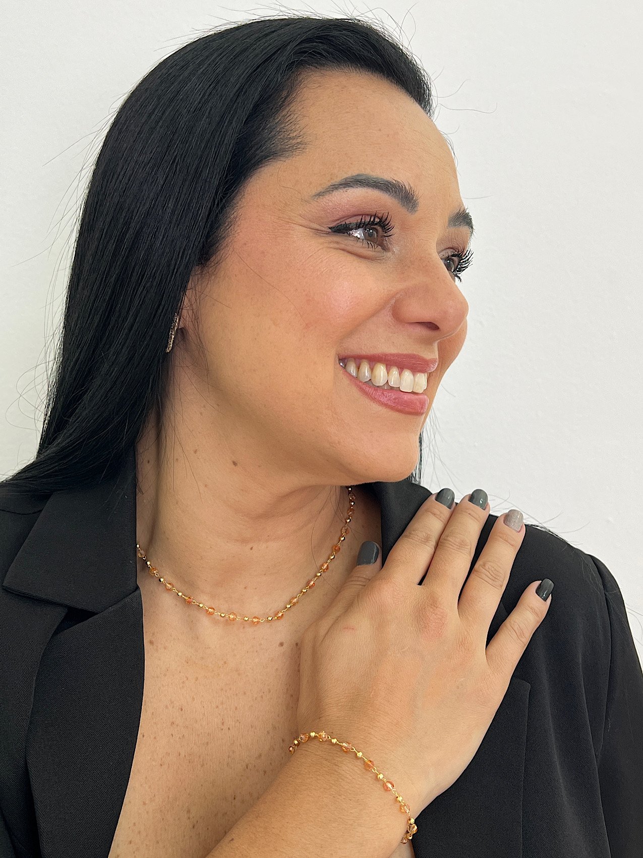 Conjunto Folheado a Ouro Cristais 2719