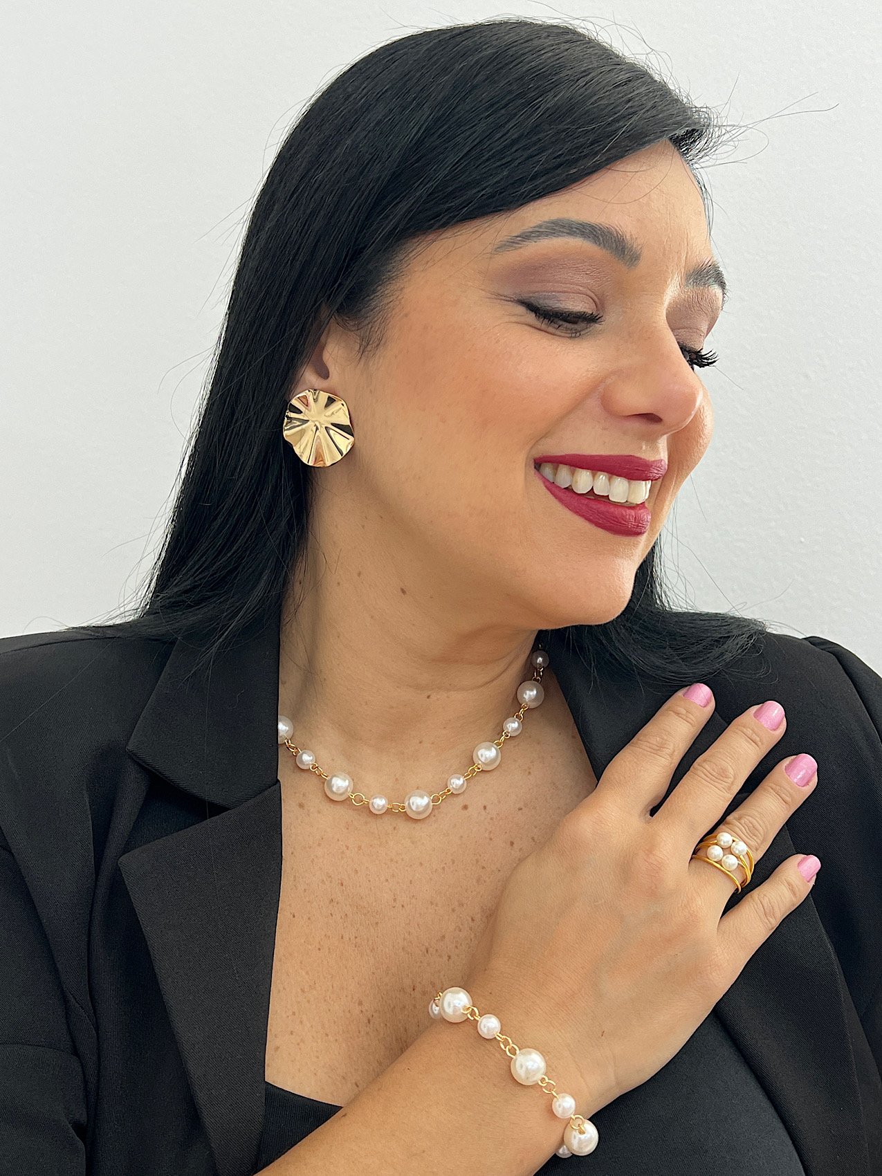 Conjunto Folheado a Ouro Pérola 5568