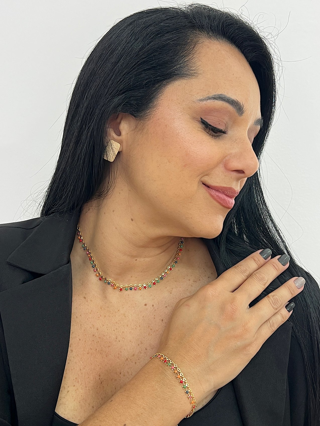 Conjunto Folheado a Ouro Resinado Estrela 2981