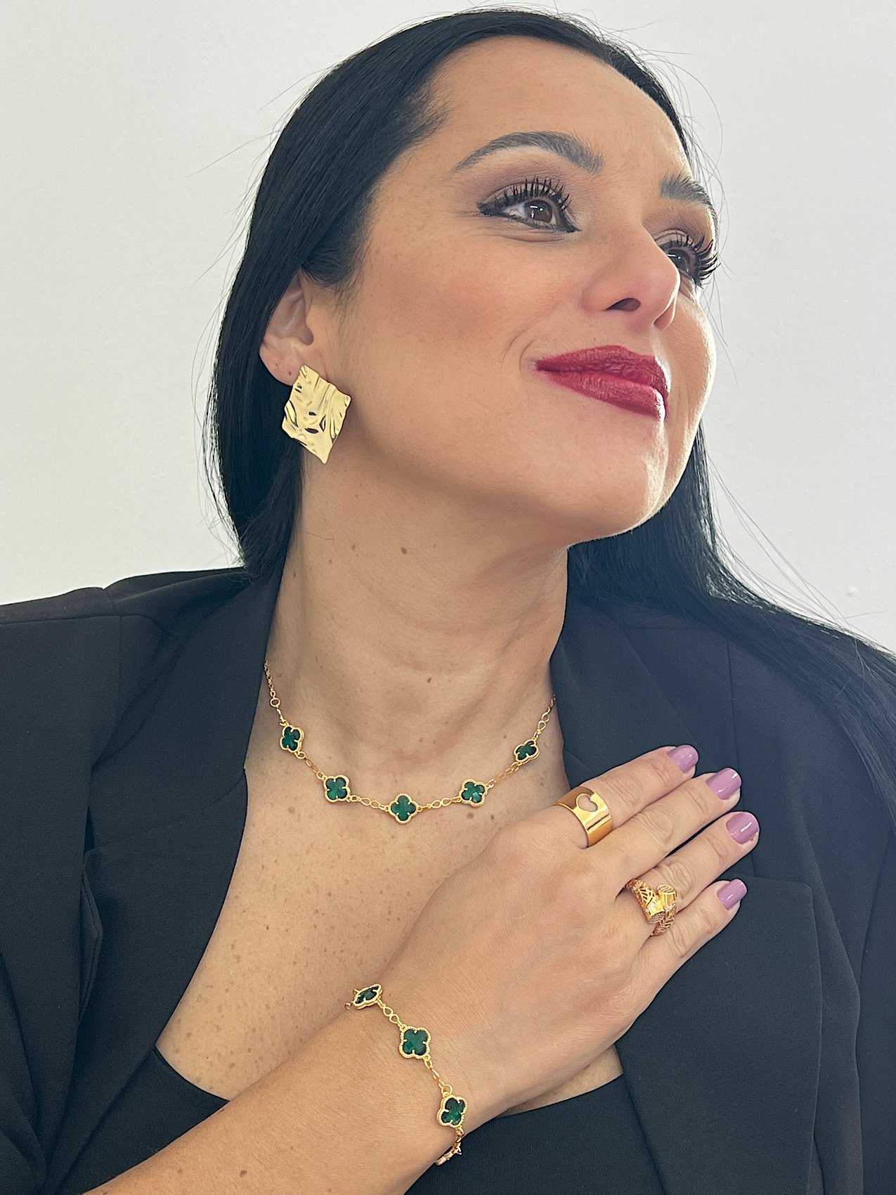 Conjunto Folheado a Ouro Virginia Esmeralda 7550