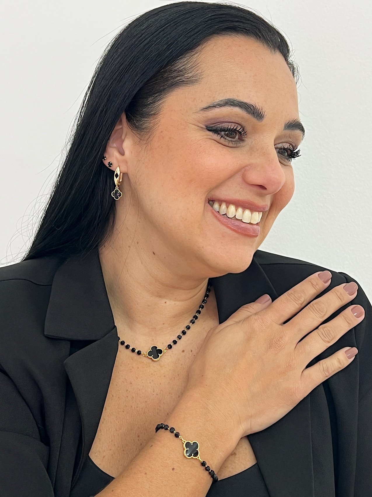 Conjunto Folheado a Ouro Virgínia Preto 4644