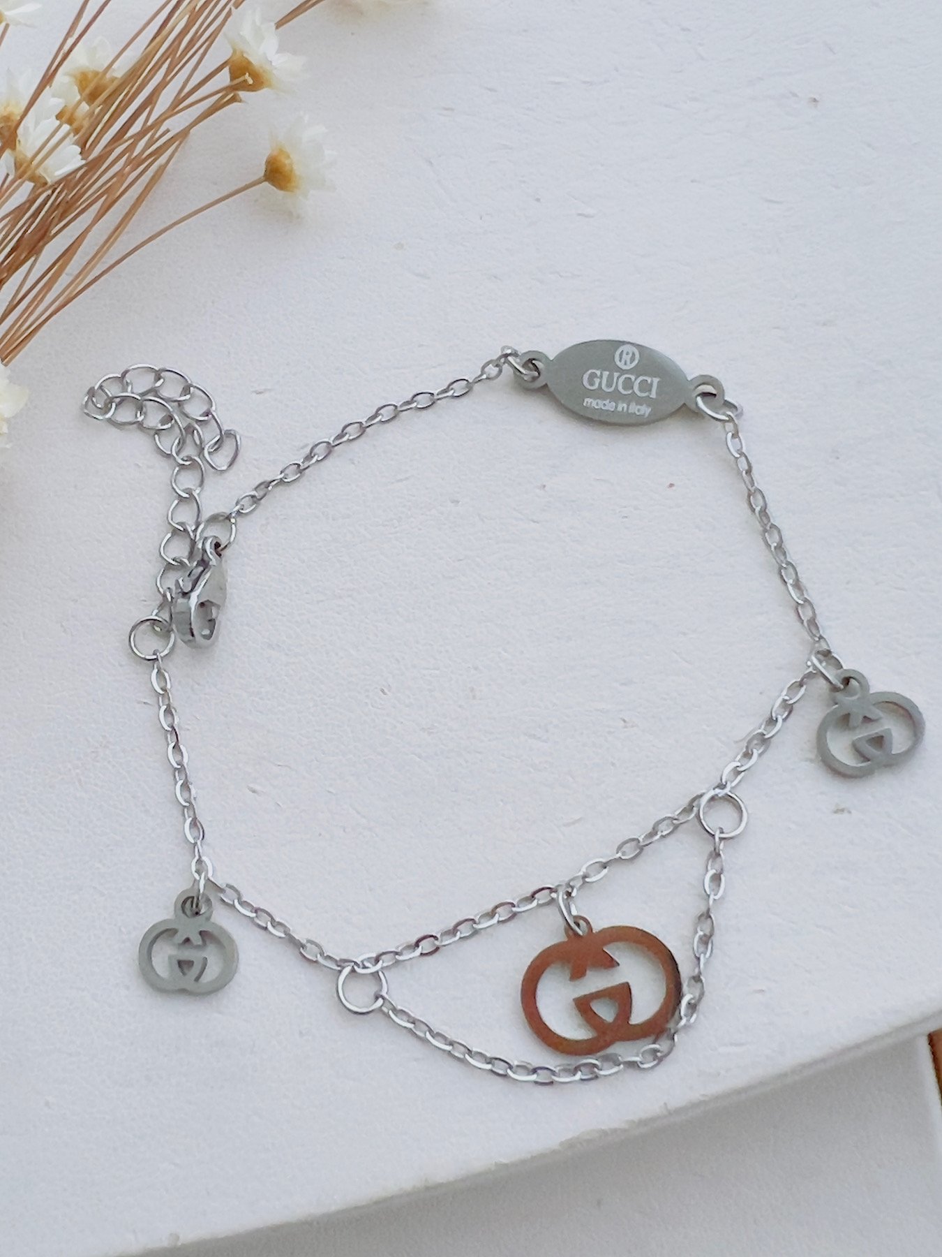 Pulseira Aço Inoxidável Prata Inspiração 8982
