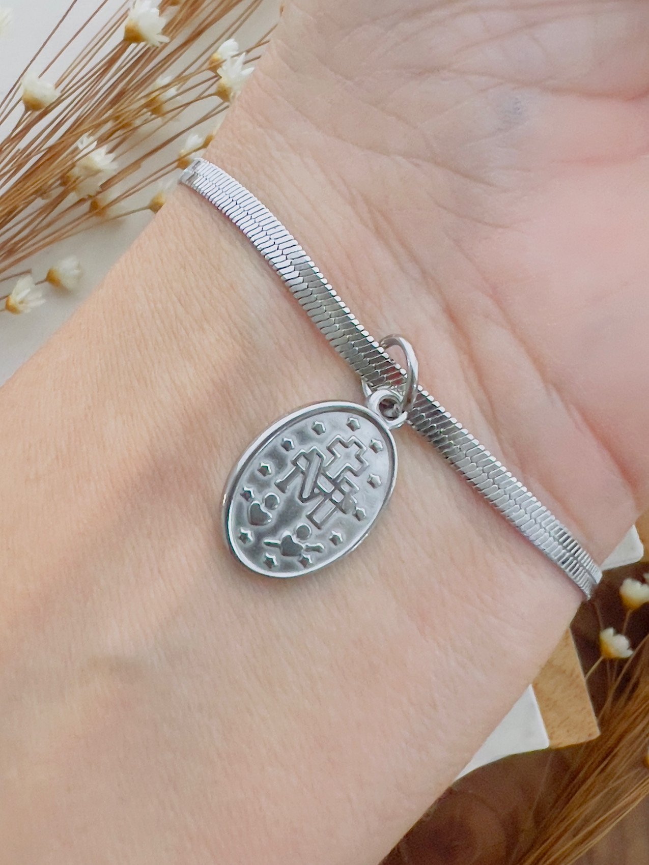 Pulseira Aço Inoxidável Prata N. Sra. Guadalupe 8778