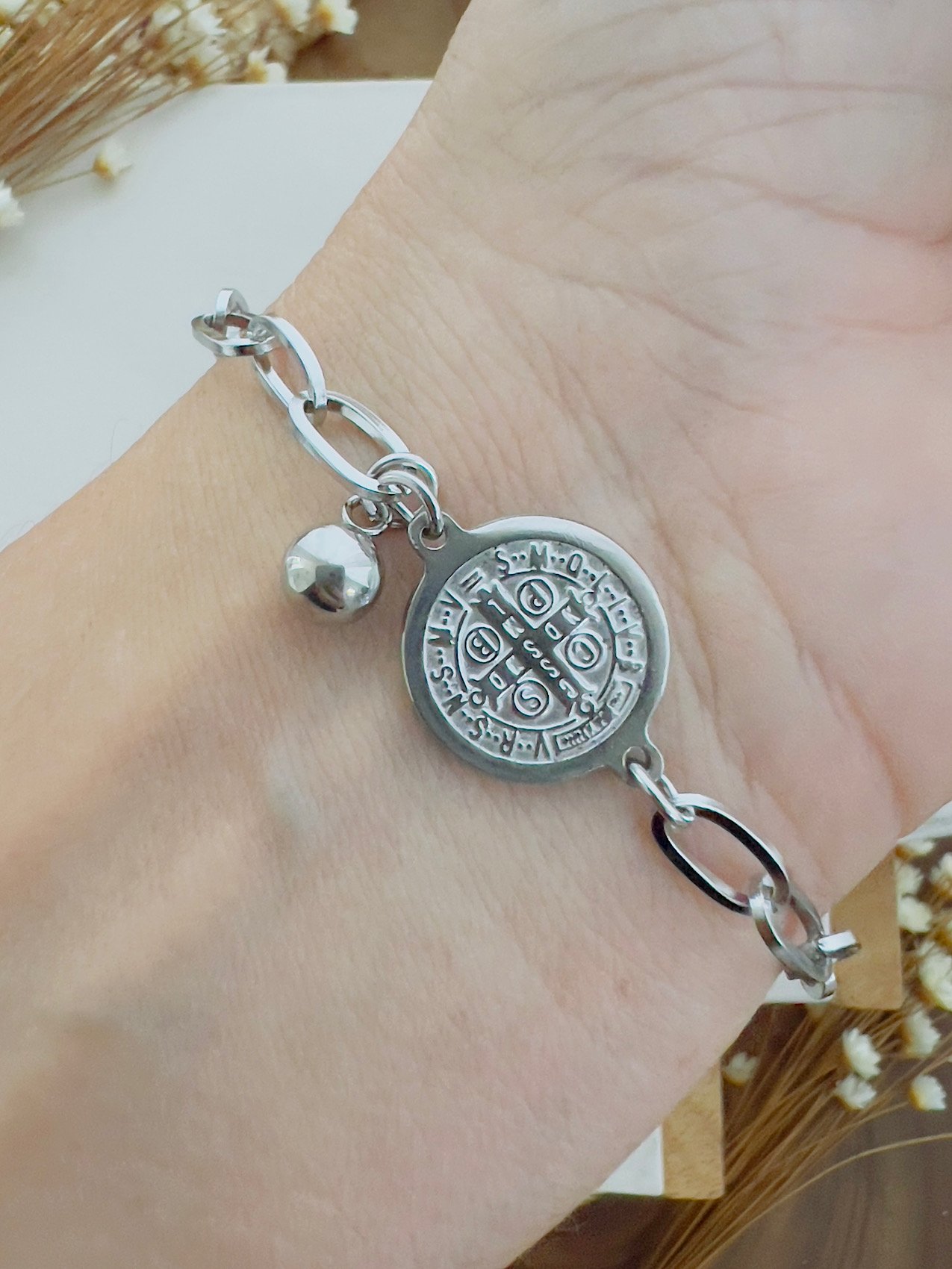 Pulseira Aço Inoxidável Prata São Bento 8779