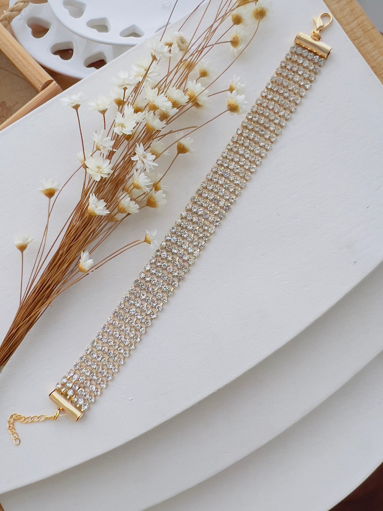 Pulseira Folheada a Ouro 6 Fios Strass 4095