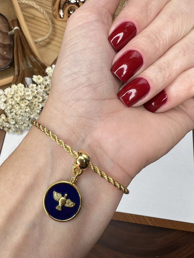 Pulseira Folheada a Ouro Espirito Santo Azul 2608