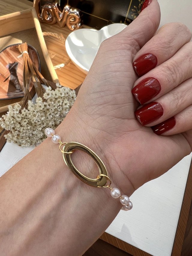 Pulseira Folheada a Ouro Perola 2854