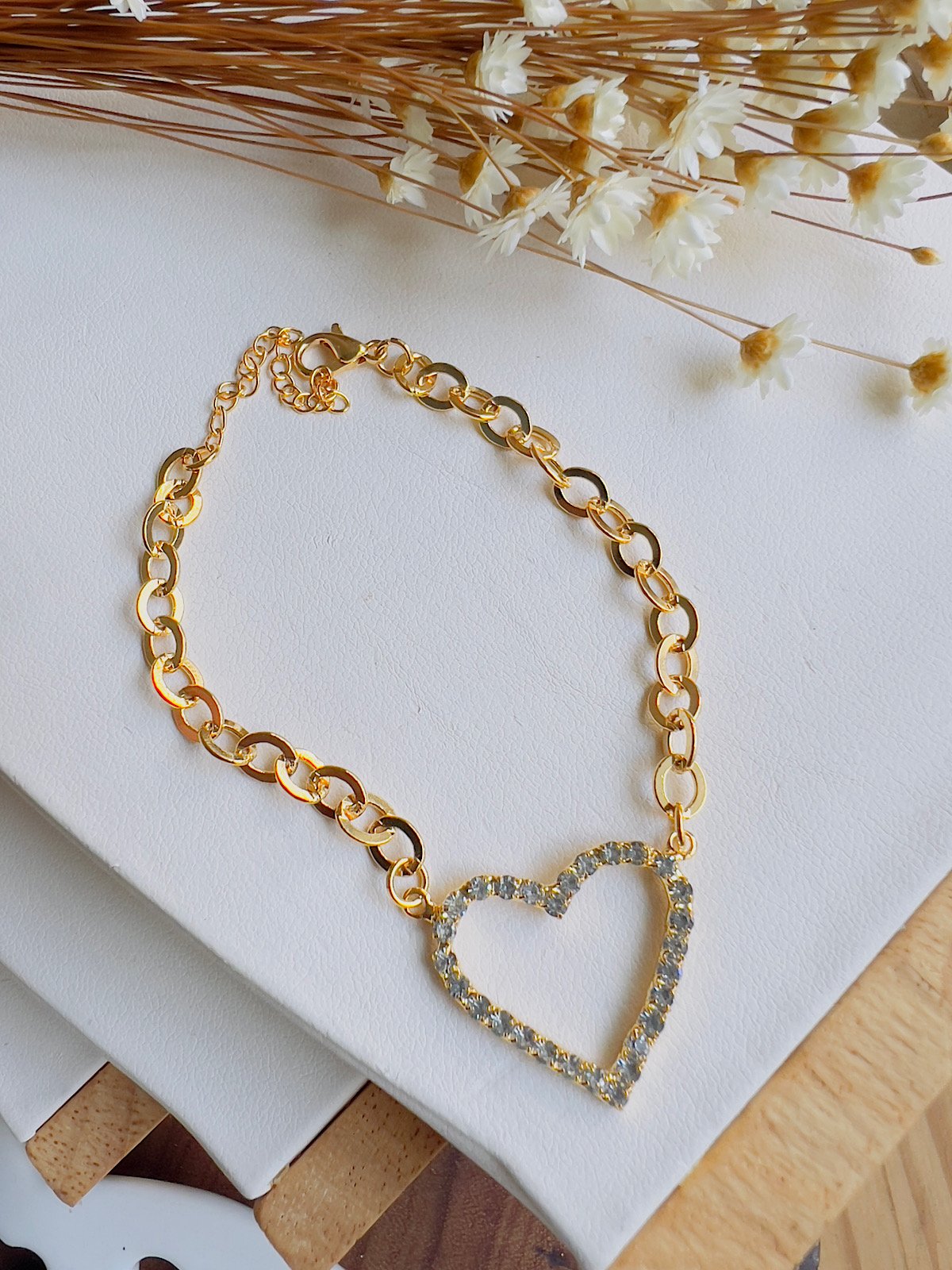 Pulseira Folheado a Ouro Coração Strass 5576