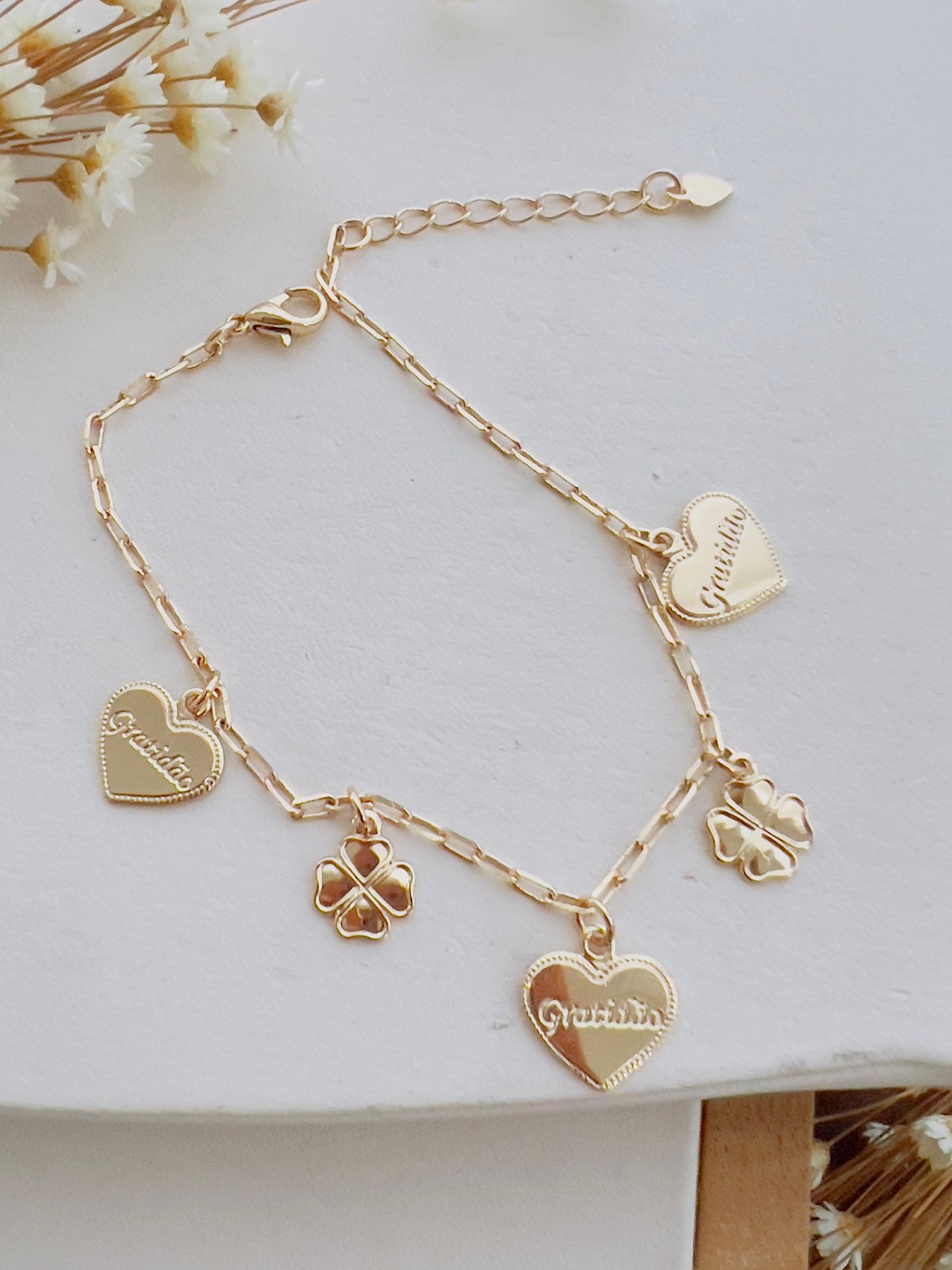 Pulseira Semijoia Trevo Gratidão 117