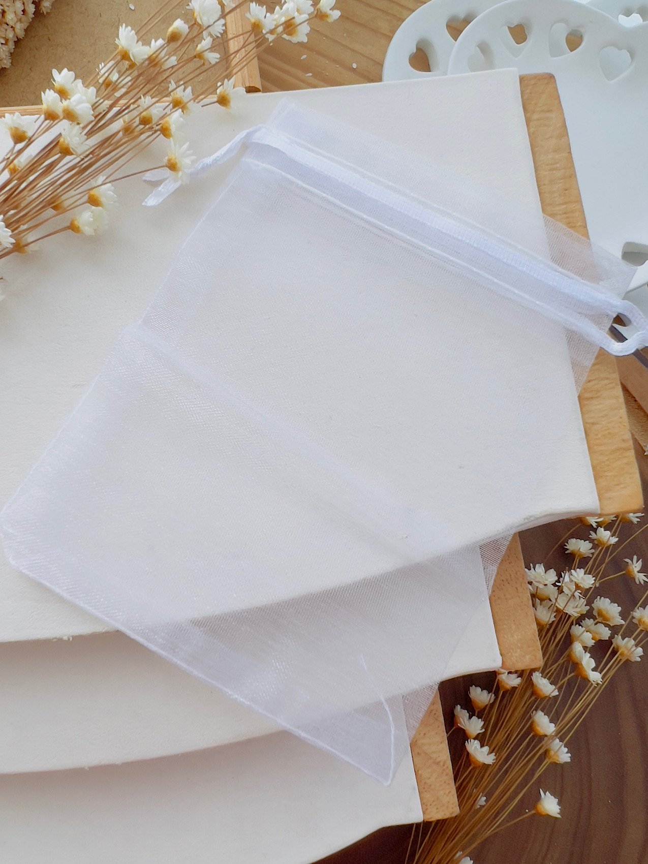 Kit 10 Saquinhos Organza Branco SOB