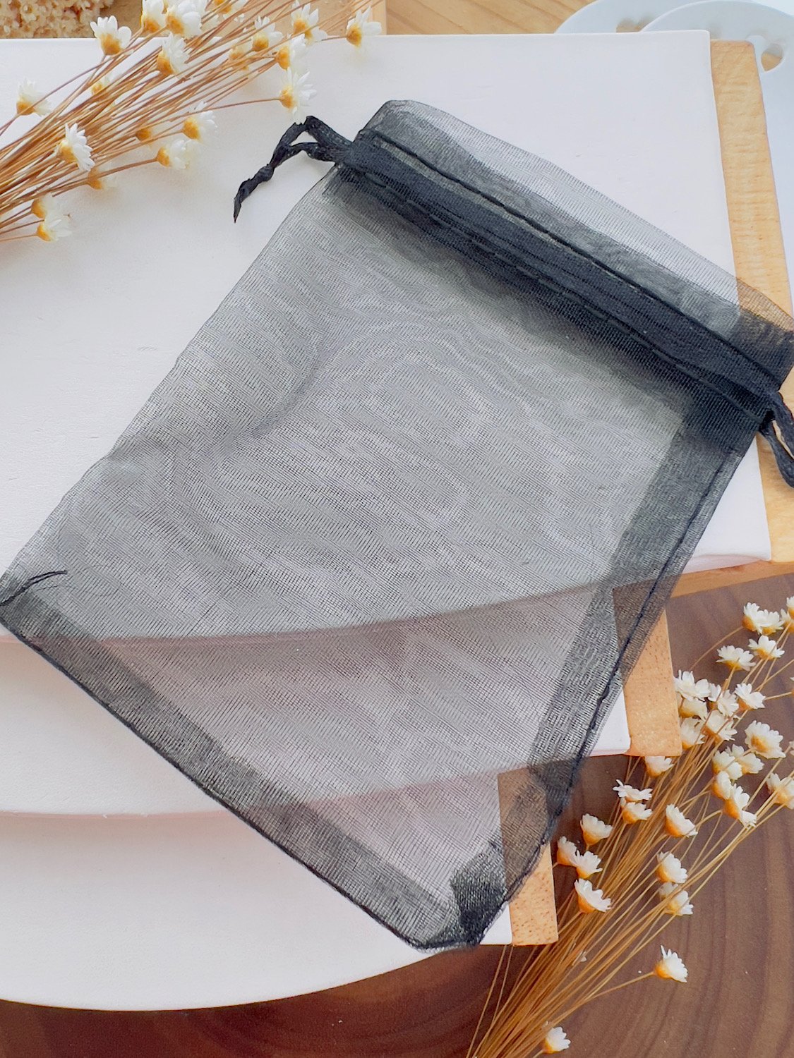 Kit 10 Saquinhos Organza Preto SOP