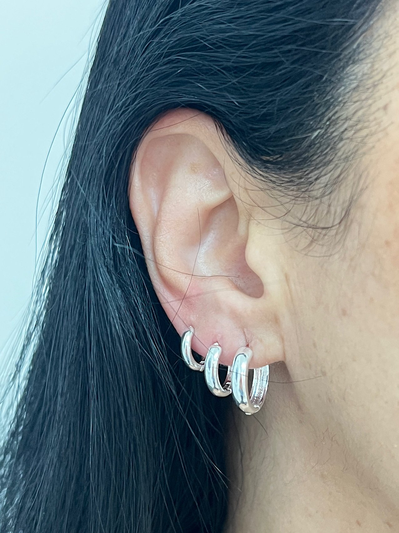 Trio de Argolinhas Click Folheada a Prata 180